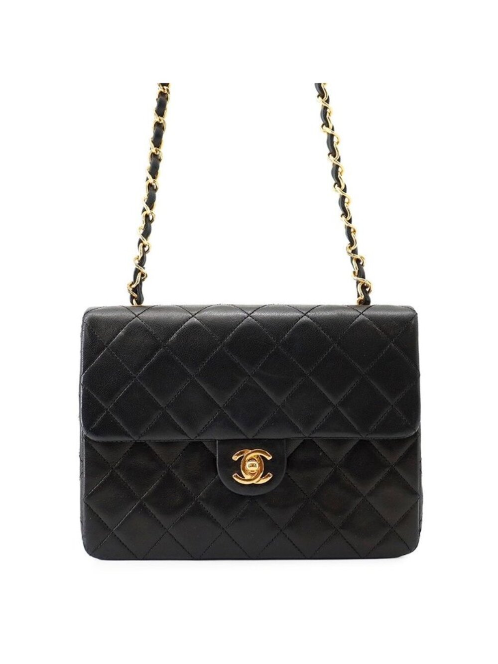 Chanel Chain Shoulder Bag Quilted 20 CC Logo Lambskin Mini Black